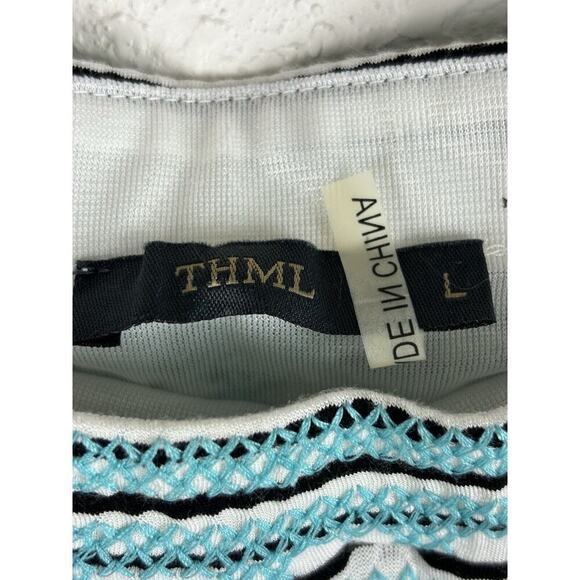 THML Womens Skirt Sz Large Black White Turquoise Aztec Western Cowgirlcore Boho - Picture 6 of 7